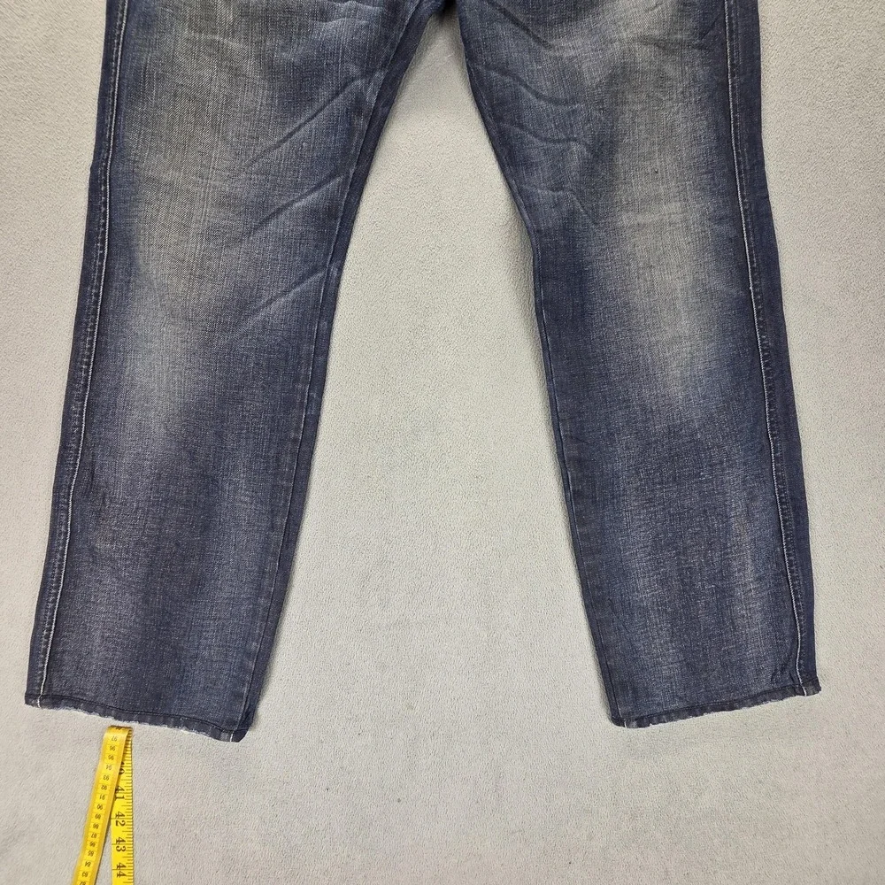 Diesel Jeans Mens 32x32 Blue Dughan Button Fly Made In Italy Altered Hem 008IW